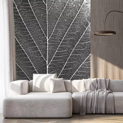 Sticker Nahaufnahme auf Blattstruktur Schwarz-Weiß-Fotografie