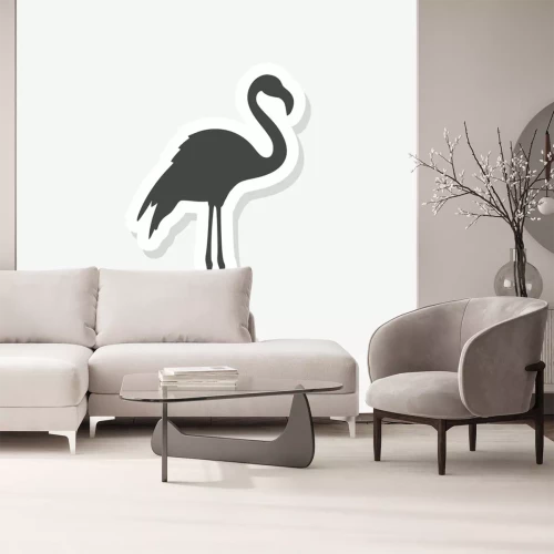 Sticker Logo mit schwarzem Flamingo