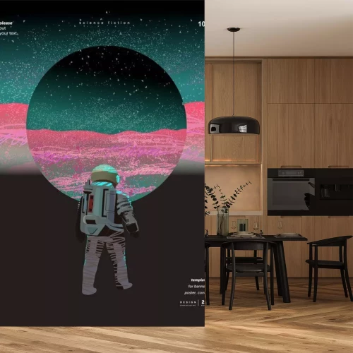 Sticker Astronautengrafik im Stil der 80er Jahre