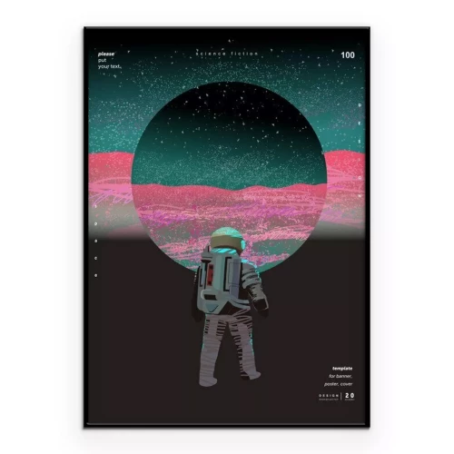 Poster Astronautengrafik im Stil der 80er Jahre