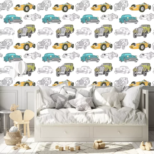 Tapete Nahtlose Entwurfsillustration des Retro-Transportmusters