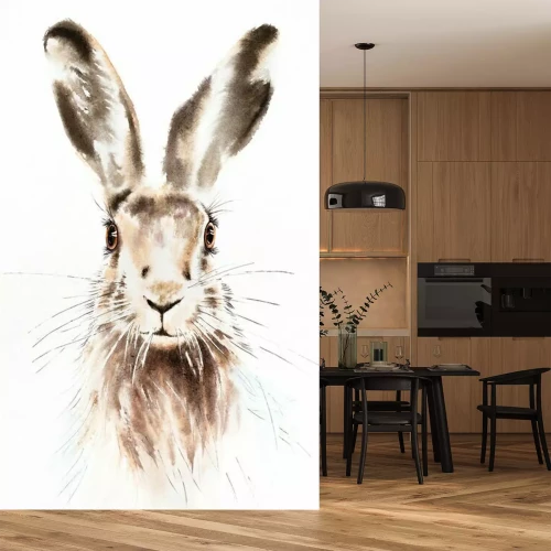 Sticker Aquarellmalerei eines Kaninchenkopfes