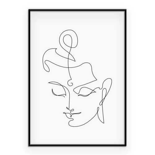 Poster Strichzeichnung eines Buddha