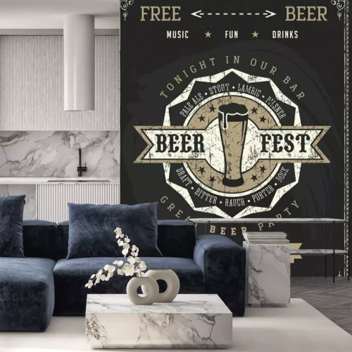 Sticker Bier im Vintage-Stil einfache Grafik