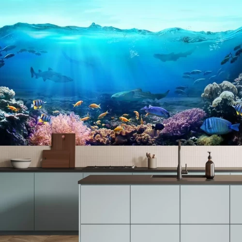 Fototapete Korallenriff 3D und Wellen