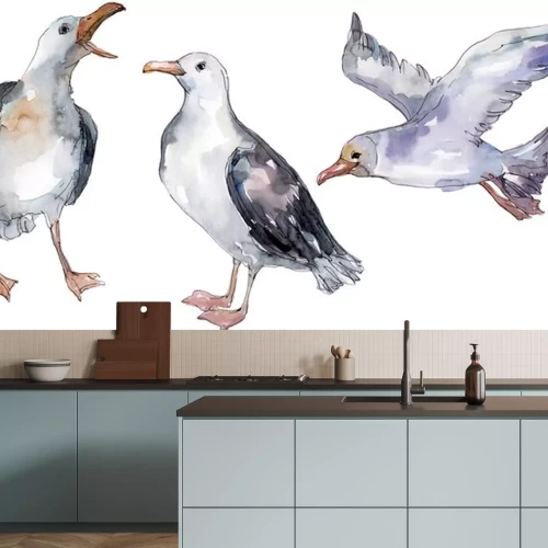 Sticker Seevögel auf weißem Hintergrund