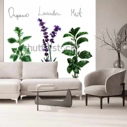 Sticker Lavendel mit Oregano und Minze