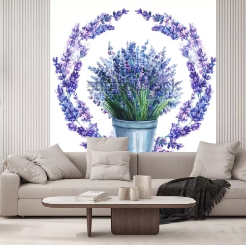 Sticker Lavendel in einem Topf  umgeben von einer Girlande