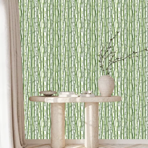 Tapete Bambusstiele mit Blättern