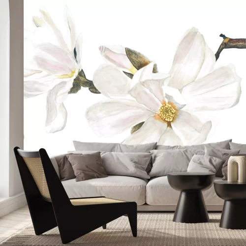 Sticker Magnolien in Weiß auf einem Zweig