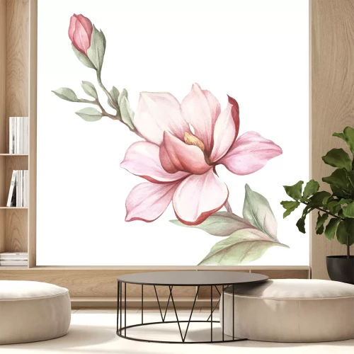 Sticker Lachsfarbene Magnolien mit Farben bemalt