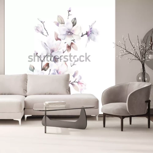 Sticker Mit Wasserfarben gemalte Magnolien