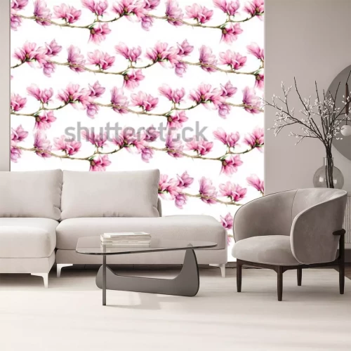 Sticker Muster mit Magnolienzweigen