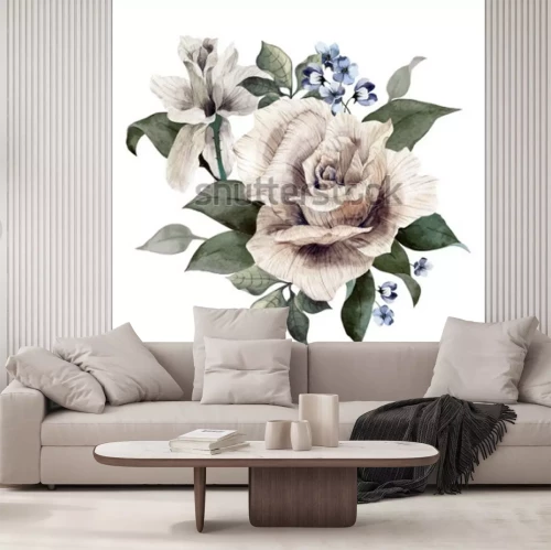 Sticker Blumenstrauß aus Rosen und Vergissmeinnicht