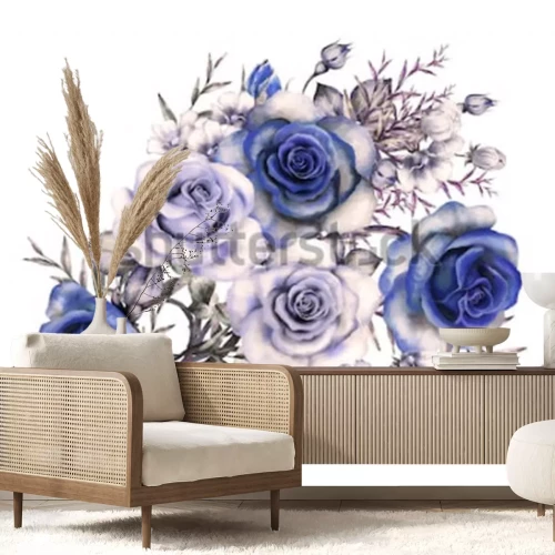 Sticker Blaue Rosen in einem Strauß