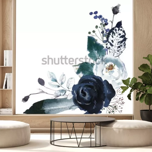 Sticker Englische Rosen in Blautönen