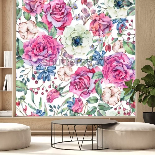 Sticker Muster mit weißen und rosa Rosen