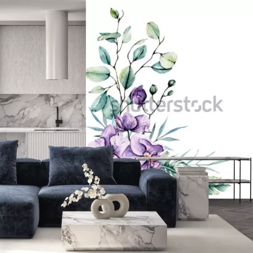 Sticker Orchidee auf Pastell Aquarell