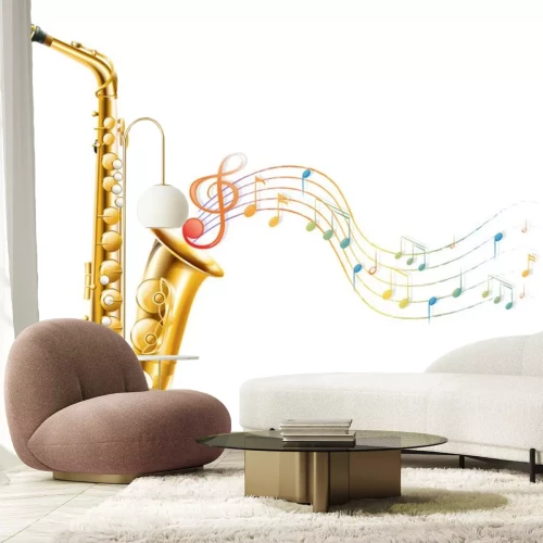 Sticker Noten, die aus einem Saxophon fließen Grafik