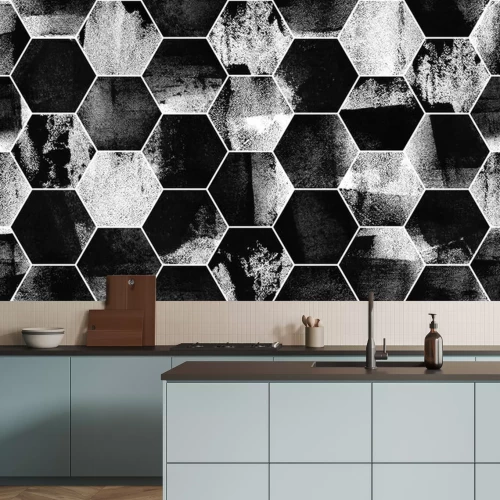Sticker Hexagone in monochromatischen Farben