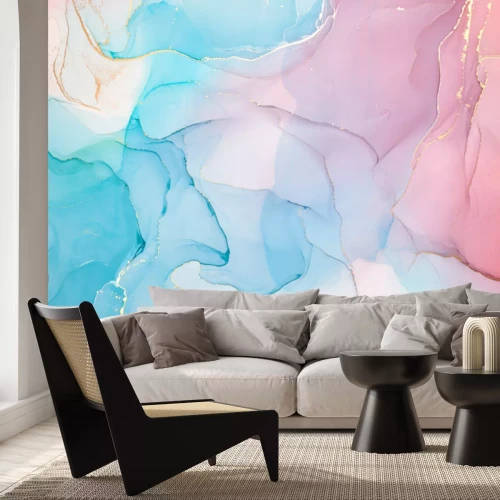 Fototapete Abstract colorful background, wallpaper. Mixing acrylic paints. Modern art. Paint marble texture. Alcohol ink colors translucent