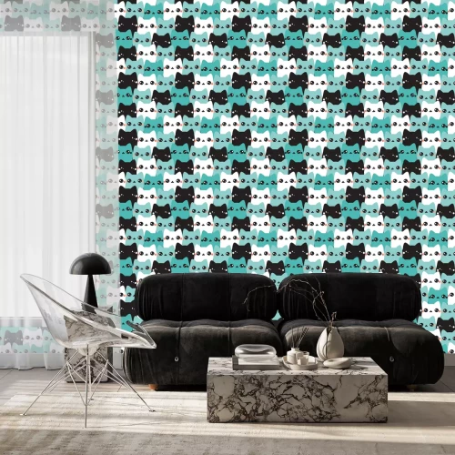 Tapete Hintereinander sitzende Katzen