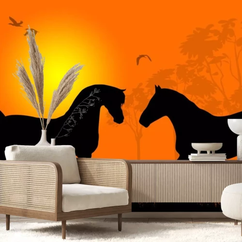 Sticker Tiere zwei Pferde, die sich mit den Mäulern gegenüberstehen