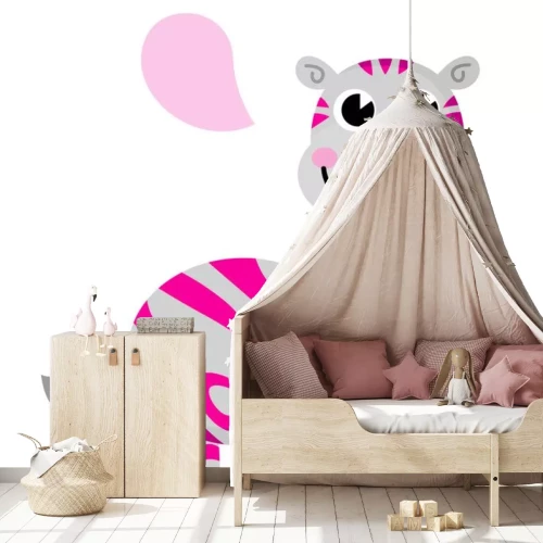 Sticker Cute pink zebra isoliert auf weiß