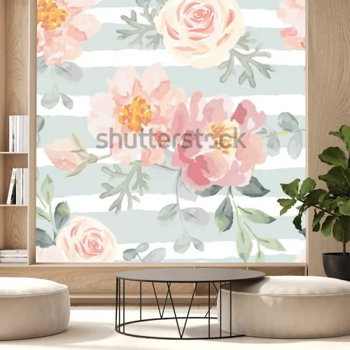 Sticker Blumen auf Streifen gemalt