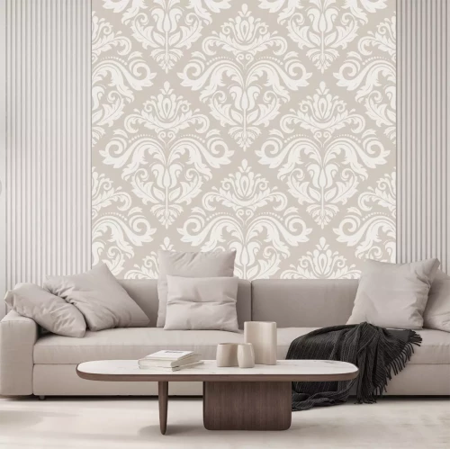 Sticker Damastvektorblumenmuster mit Arabeske und orientalischen rosa Elementen. Nahtlose abstrakte traditionelle Verzierung für Tapeten und Hintergründe