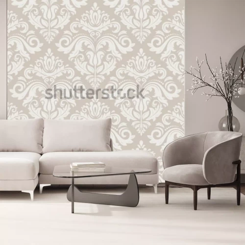 Sticker Damastvektorblumenmuster mit Arabeske und orientalischen rosa Elementen. Nahtlose abstrakte traditionelle Verzierung für Tapeten und Hintergründe