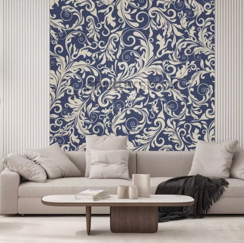 Sticker Nahtloser Hintergrund der beige und blauen Farbe im Stil Damaskus. Vintage Verzierung. Verwendung für Tapeten, Bedrucken des Verpackungspapiers, Textilien.