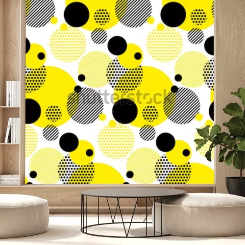 Sticker nahtlose Punkte modernes Muster. weißer Hintergrund Geometrie Kreis Farbe nahtlose Stoffmuster. geometrische Mustermuster-Vektorillustration