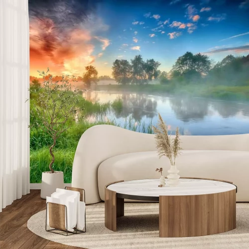 Fototapete Magischer Himmel über einer Lichtung mit einem Fluss