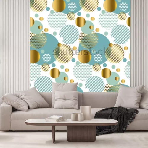 Sticker Weihnachtskugeln, modernes hellgoldenes Muster mit Kreisen. Weihnachtshintergrund. Weihnachtswintermuster. Saisonvektorillustration. Feiertagsmuster