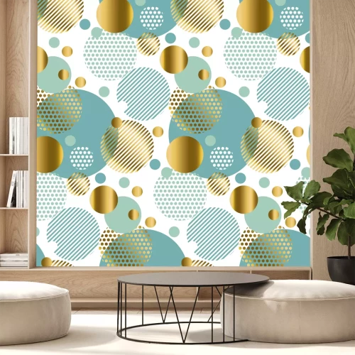 Sticker Weihnachtskugeln, modernes hellgoldenes Muster mit Kreisen. Weihnachtshintergrund. Weihnachtswintermuster. Saisonvektorillustration. Feiertagsmuster