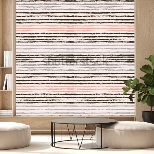 Sticker Übergeben Sie gezogenes nahtloses Muster der Pastellrosa-, hellen und dunkelgrauenstreifen. Horizontale Pinselstriche, die Vektorbeschaffenheit wiederholen. - Vektor auf Lager