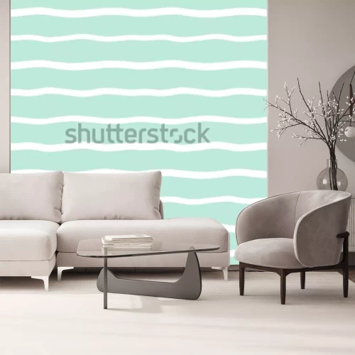 Sticker Breiter nahtloser Hintergrund der gewellten Streifen. Hand gezeichnetes ungleiches Wellenvektormuster. Gestreifte abstrakte Vorlage. Nette gewellte Streifenbeschaffenheit. Weiße Balken auf tadellosem 