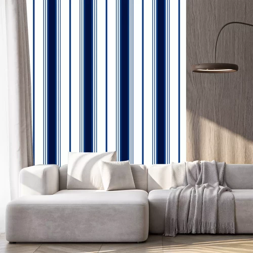 Sticker Nahtloses Muster des Streifens mit blauem und weißem vertikalem parallelem Streifen Abstraktes Muster des Vektors streift Hintergrund.