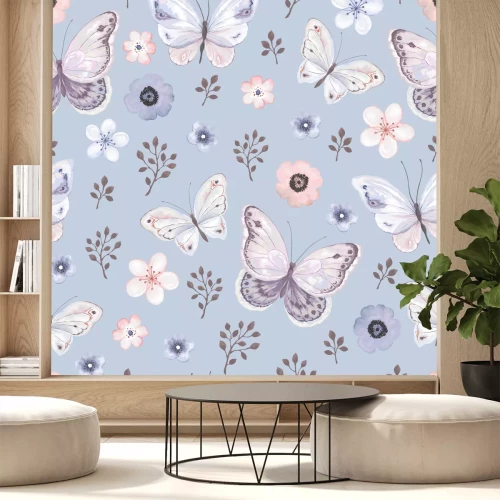Sticker Schmetterlinge und Blumen in Pastellfarben