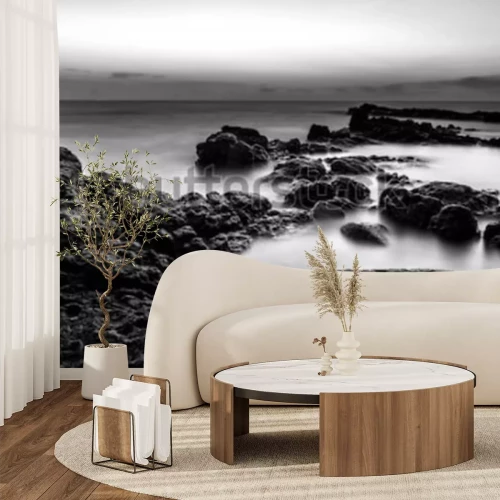 Fototapete Meer schwarz-weiß