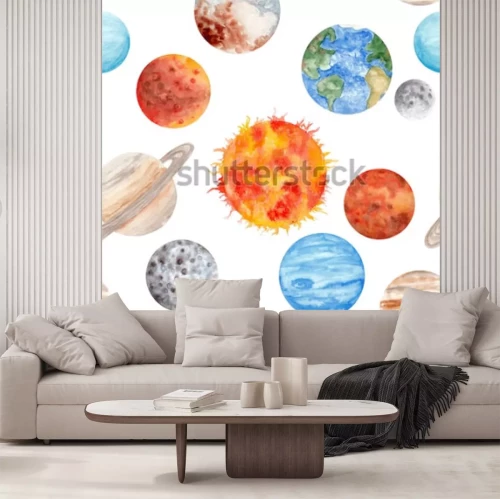 Sticker Weltraum für Kinder Illustration mit Himmelskörpern