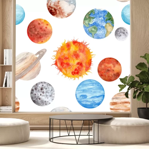 Sticker Weltraum für Kinder Illustration mit Himmelskörpern