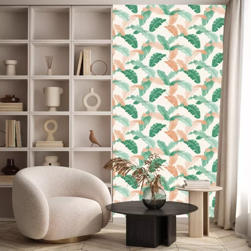 Tapete Pastellfarbene Retro-Blätter