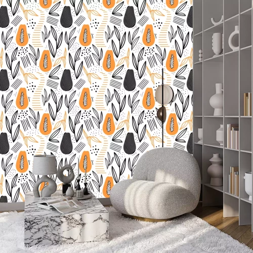 Tapete Papaya minimalistisches Muster