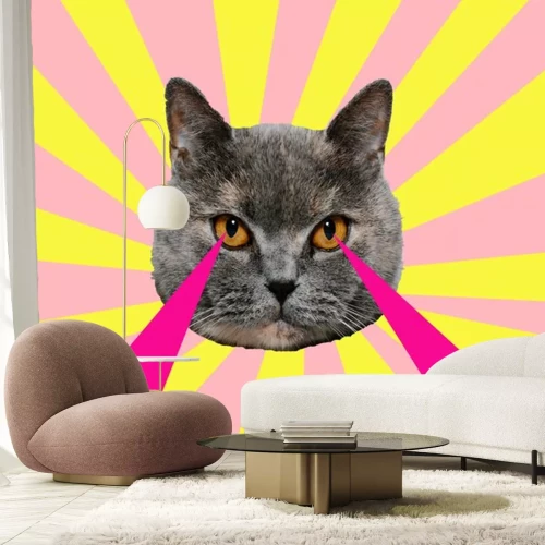 Sticker Abstrakte Collage mit Katze