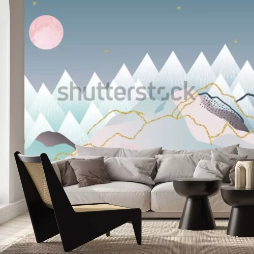 Sticker Abstrakter minimaler geometrischer Hintergrund. Japanisches Design. Vektorillustration. Marmor Design