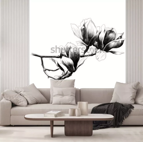 Sticker Skizzierter Zweig mit Blumen