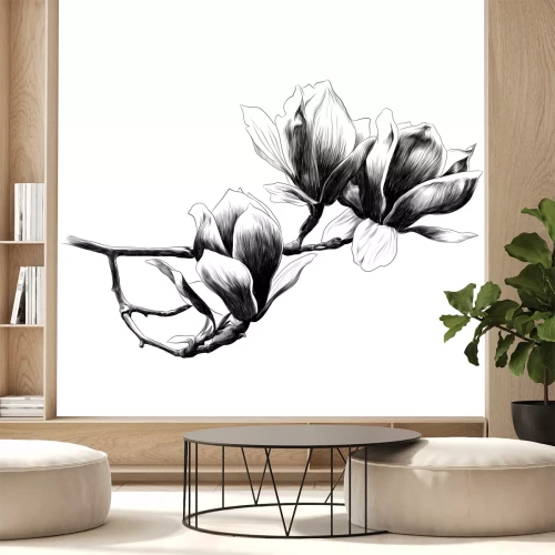 Sticker Skizzierter Zweig mit Blumen