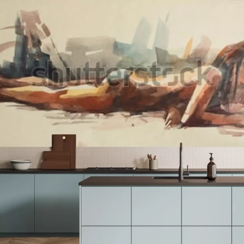 Fototapete Aquarellaufnahme einer erotischen Frau